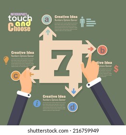 Flat Infographics Template and Web Elements - Business, Marketing Touch and Choose Concept Vector Design 