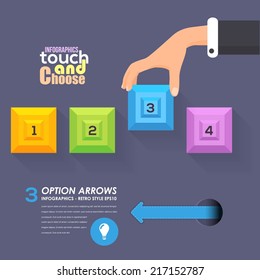 Flat Infographics Template and Web Elements - Business, Marketing Touch and Choose Concept Vector Design 