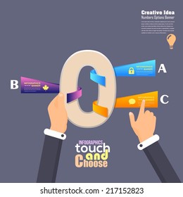 Flat Infographics Template and Web Elements - Business, Marketing Touch and Choose Concept Vector Design 