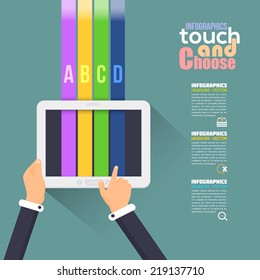 Flat Infographics Template and Web Elements - Business, Marketing Touch and Choose Concept Vector Design 