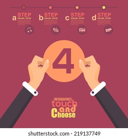 Flat Infographics Template and Web Elements - Business, Marketing Touch and Choose Concept Vector Design 