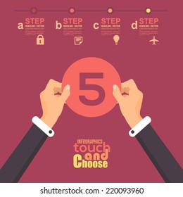 Flat Infographics Template and Web Elements - Business, Marketing Touch and Choose Concept Vector Design 