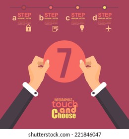 Flat Infographics Template and Web Elements - Business, Marketing Touch and Choose Concept Vector Design Seven