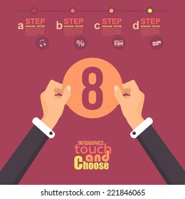 Flat Infographics Template and Web Elements - Business, Marketing Touch and Choose Concept Vector Design Eight