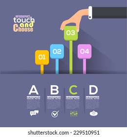 Flat Infographics Template and Web Elements - Business, Marketing Touch and Choose Concept Vector Design 