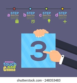 Flat Infographics Template and Web Elements - Business, Marketing Touch and Choose Concept Vector Design Number Three