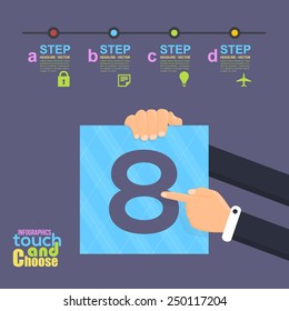 Flat Infographics Template and Web Elements - Business, Marketing Touch and Choose Concept Vector Design Number 8