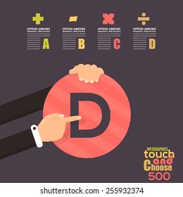 Flat Infographics Template and Web Elements - Business, Marketing Touch and Choose Concept Vector Design, Roman Numbers Five Hundred