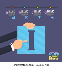 Flat Infographics Template and Web Elements - Business, Marketing Touch and Choose Letter I Concept