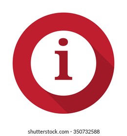 Flat Information icon with long shadow on red circle