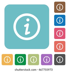 Flat information icons on rounded square color backgrounds.