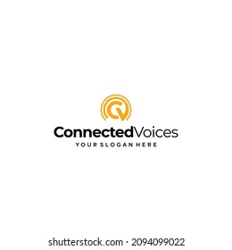 Flat initial CV Connected Voices logo design