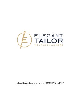 Flat initial E ELEGANT TAILOR fashion logo design