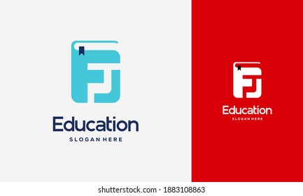 Flat Initial F Book Logo Design Concept Vector Illustration, Education Book logo symbol template