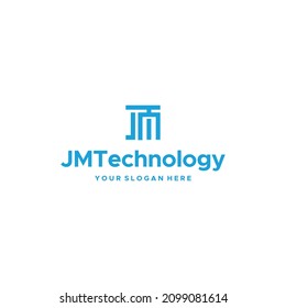 Flat initial JMT JMT TECHNOLOGY growth logo design