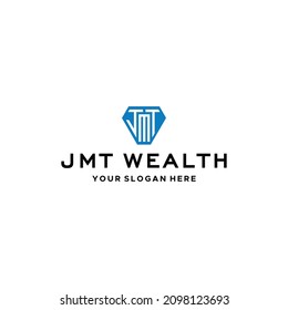 Flat initial JMT JMT WEALTH growth logo design
