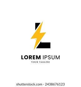 Flat Initial Letter L Logo Combined with lightning sign Thunder Bolt icon, Electric Bolt Letter, volt Logo