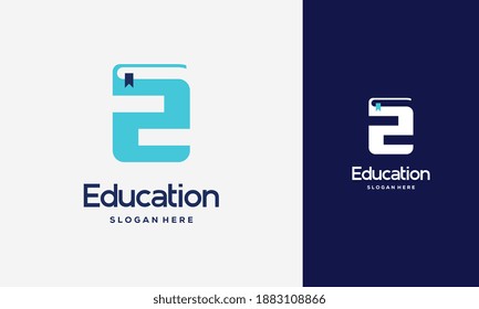 Diseño del logotipo inicial plano del libro Z Ilustración del vector del diseño, plantilla del símbolo del logotipo del libro de educación