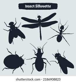 Flat insect silhouettes vector collection