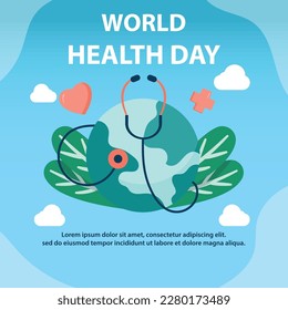 Flat instagram posts for world health day celebration