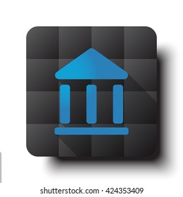 Flat Institution icon on black app button with drop shadow