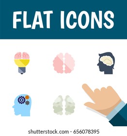 Flat Intelligence Set Of Mentality, Brainstorming, Invention And Other Vector Objects. Also Includes Thinking, Human, Idea Elements.