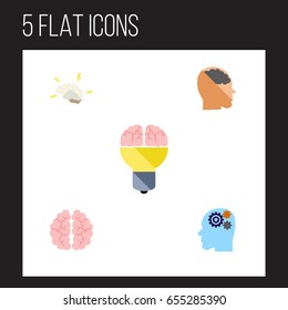 Flat Intelligence Set Of Mind, Intellect, Thinking And Other Vector Objects. Also Includes Idea, Mentality, Inspiration Elements.
