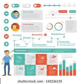 Flat interface design element set. Vector infographic template.