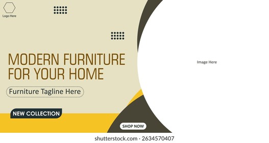 Flat interior design furniture web graphic template. Web banner furniture ads.
