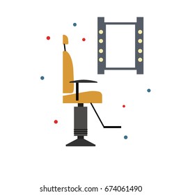 Flat Interior icons for barber shop. Vector illustration