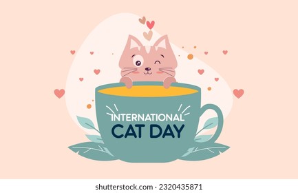 Vector de fondo del día del gato internacional plano