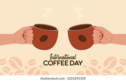Flat International Day of Coffee Design Background Concept