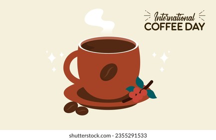 Flat International Day of Coffee Design Background Concept