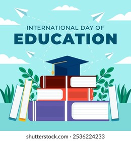 dia internacional plano da ilustração da educação