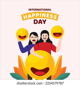 Flat International Day of Happiness Illustration Background