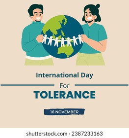 Flat international day tolerance Vector illustration. Banner, Poster for Global collaboration and unity.