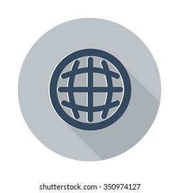 Flat International icon with long shadow on grey circle
