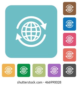 Flat international icons on rounded square color backgrounds.