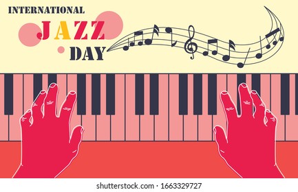 Flat international jazz day background vector