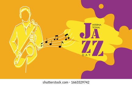 Flat international jazz day background vector