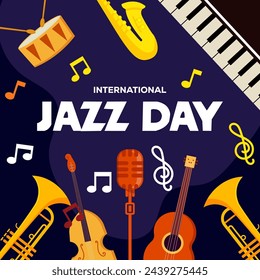 flat International jazz day illustration vector design