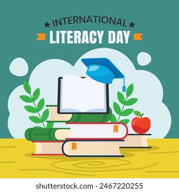 Flat International Literacy Day vector illustration