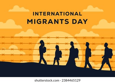 flat international migrants day background illustration