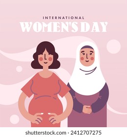 Flat international women's day background illustration. Women's day web banner