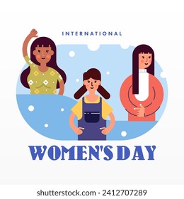 Flat international women's day background illustration. Women's day web banner