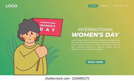 Flat International Womens Day landing page template