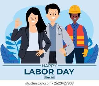 Flat international workers day. labour day. worker construction illustration