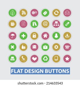 flat internet design buttons, icons set, vector
