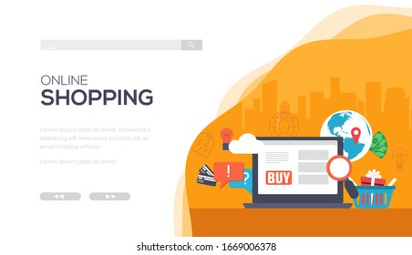 flat internet money on laptop from bank background design concept. Vector illustration Head banner or enter silde site 