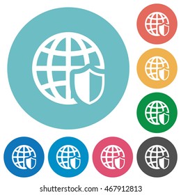 Flat internet security icon set on round color background.